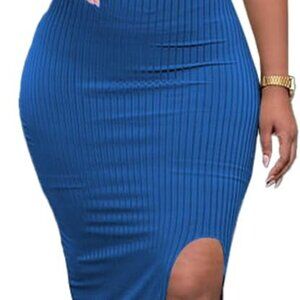 Plus Size Womens Maxi Dress Ribbed Bodycon Casual Long Summer Dress